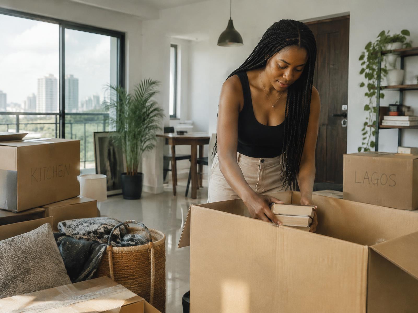A resident unpacking on arrival
